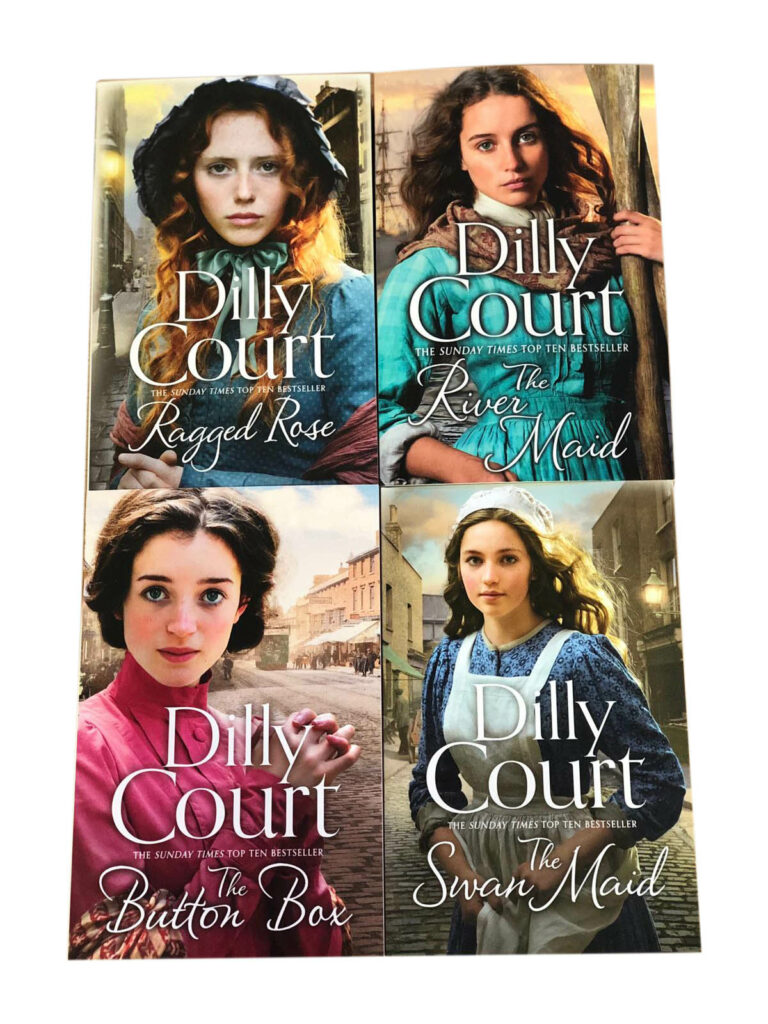 Dilly Court 4 Book Collection Set Ragged Rose, River Maid, Button Box, Swan Maid Tall Tales